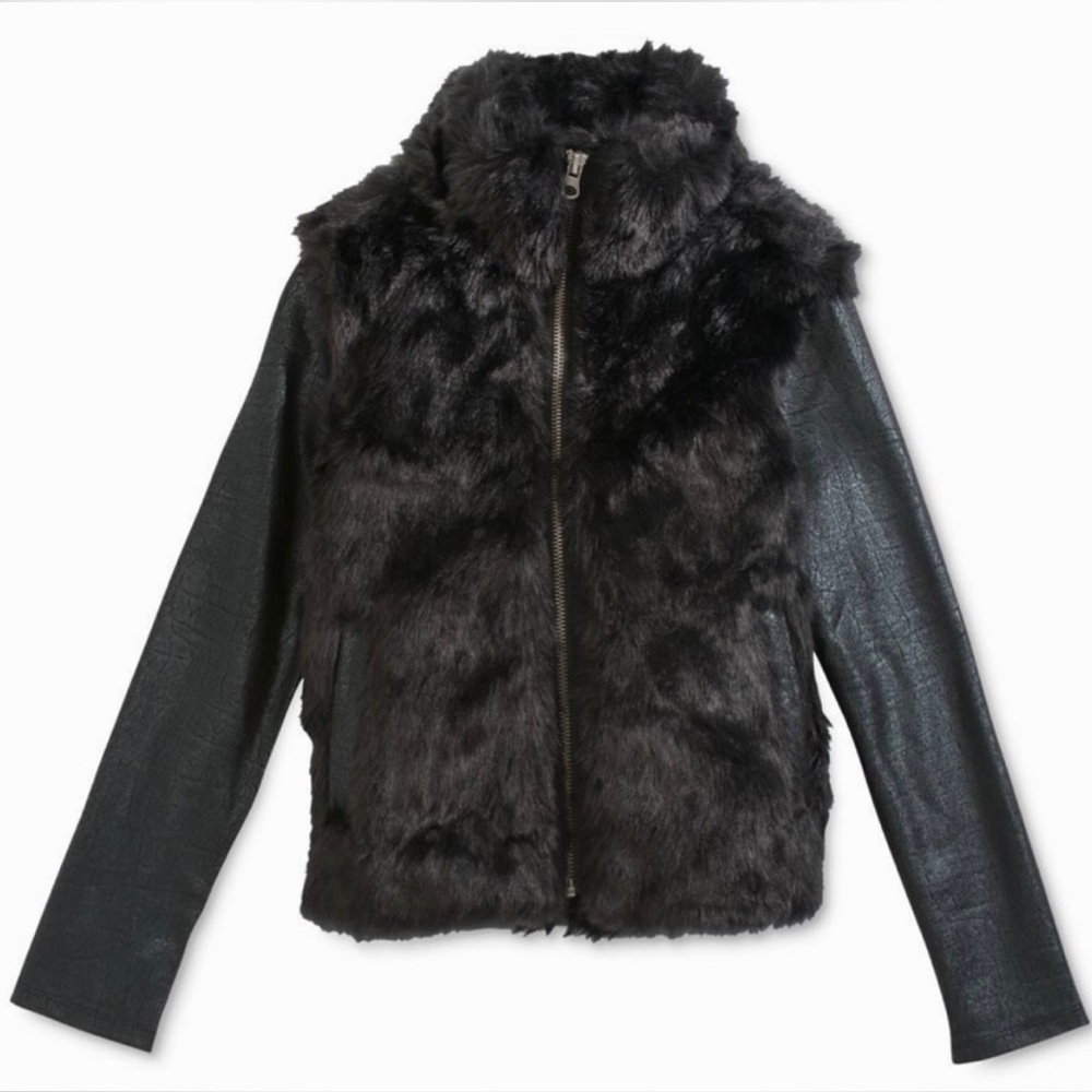 DKNY Faux Fur Faux Leather Jacket.